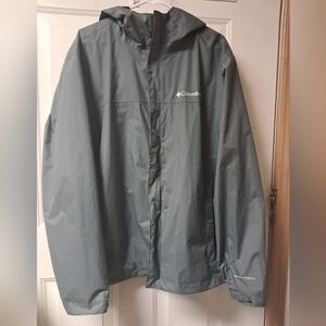 Columbia Mens XL Full Zip Hooded Waterproof Rain Jacket. Gray